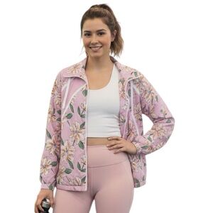 Twain Pink Floral Lightweight Windbreaker Jacket size small